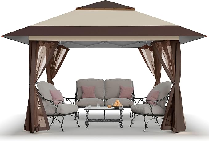 CROWN SHADES 11x11 Pop Up Gazebo, Outdoor Canopy Tent, One Push Instant Gazebo by Unknown
