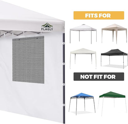 10x10 Pop Up Canopy Sidewall - 1 PC 300D Waterproof Attachable Tent Wall, Privacy Shade for Outdoor Events, Vendor Booths (Tent Not Included, with Square Mesh Window)
