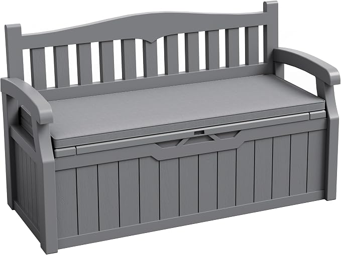 JUMMICO 80 Gallon Resin Outdoor Storage Bench by JUMMICO