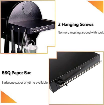 GRISUN Grill Table Shelf for Pit Boss 700/1000/1150/500 Series Pellet Grills, Heavy Duty Steel Multifunction Grill Accessories for Pit Boss 700FB Pellet Grill, Not Fit for Pitboss Classic Onyx