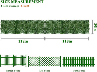 iCover 2PK 39 * 118in Artificial Ivy Privacy Fence Screen Cover, Highly Dense Leaves Wtih Strengthened Joint Prevent Leave Falling Off, Faux Hedge Panels Greenery Vines, Decorative Fences