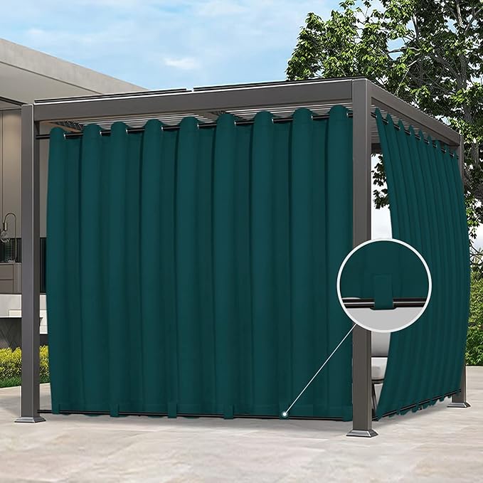 Easy-Going Outdoor Curtains for Patio 1 Panel, 150x84 inch, Teal | Waterproof by Easy-Going