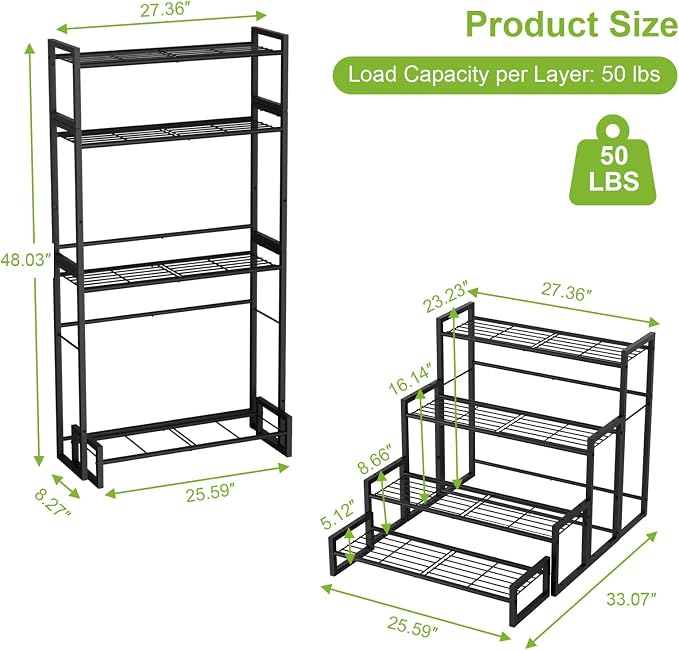 VyGrow Plant Stand, 4 Tier Stackable Tiered Plant Stand, Scalable Heavy Duty - Image 3