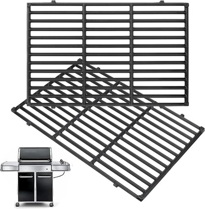 7524 7528 Grill Grates for Weber Genesis 300 310 330 Series Genesis E310 S310 E320 S320 E330 S330 EP330 EP310 E315 EP/CEP310 EP/CEP320 EP/CEP330 Grills Parts(2007-2016), 19.5" Cast Iron Cooking Grids