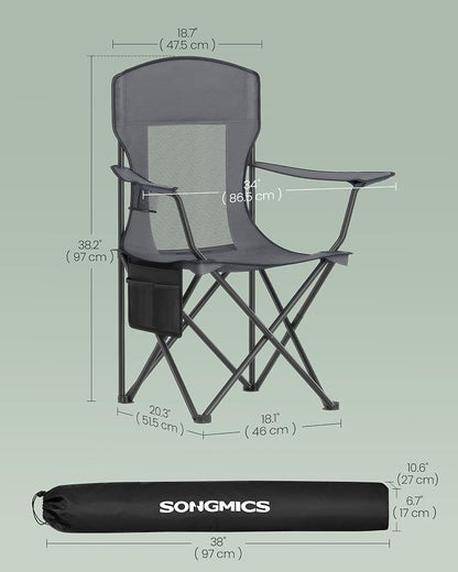SONGMICS 2 Pack Breathable Camping Chairs, 330 lb Capacity Foldable Outdoor - Image 3