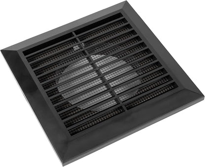 Black 4" Inch Ventilation Grille - Inside/Outside use - (Flange 3.9"Ø/Cover 6.7"x6.7") - Air Vent Louver - Exhaust Hood - Available 3 Sizes / 4 Colors, Black