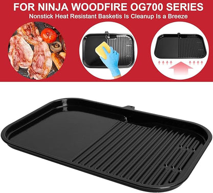 Griddle Plate for Ninja Woodfire Pro XL Connect OG800 OG900 Series, Flat Top 2-in-1 Grill Plate for Ninja Woodfire XSKGRDPLT OG951 OG850 OG952 Grill Accessories