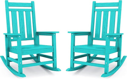 Oversized Outdoor Rocking Chair Set of 2, HDPE Patio Rockers, Aruba | | by KINGYES