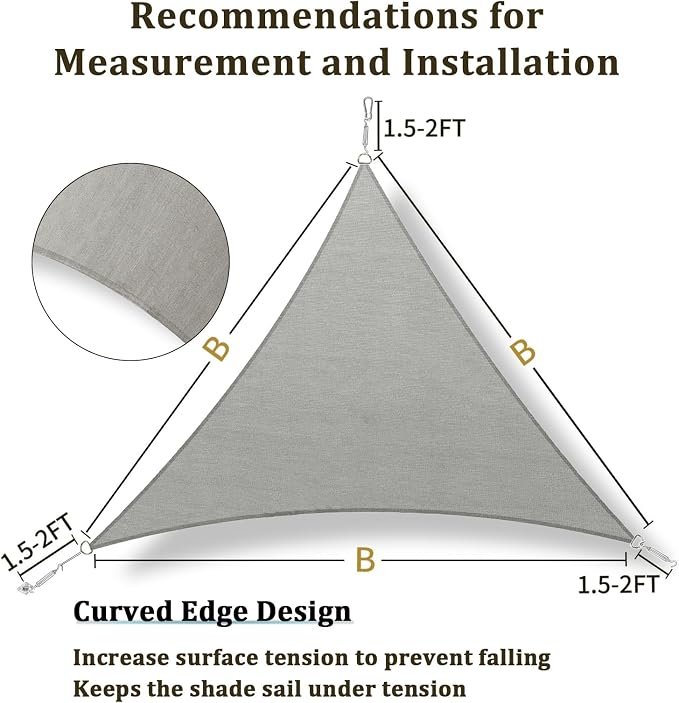 Shade&Beyond Custom Sun Shade Sail 13'x16'x20.6' Triangle Sun Sail Shades Patio - Image 5
