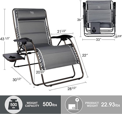 Timber Ridge Oversized Zero Gravity Chair, 33In Wide XXL Zero Gravity Reclining - Image 3