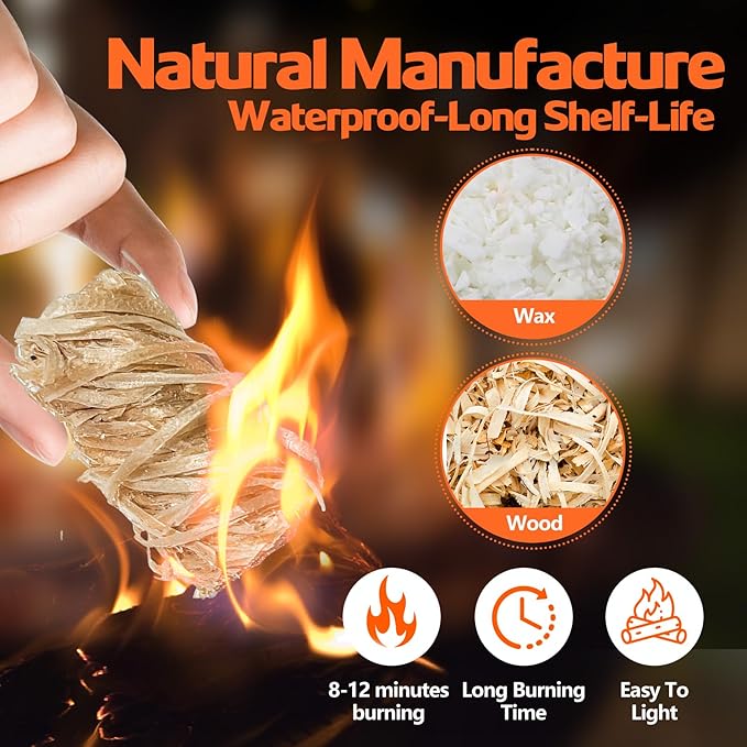 150 PCS bleweed fire Starter for Grill,Campfires,Fireplace,BBQ,Camping.kindling.Quick Light Wood Charcoal Fire Starter, Waterproof-Natural Fire Starters Camping Firestarter Charcoal Starters