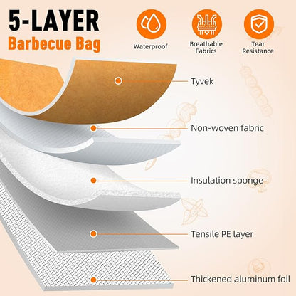 BBQ Blanket for Resting Meat, Reusable Smoker Grilling Meat Insulated Resting Bag with Wide Mouth for Large Brisket/Beef/Pork Shoulders/Turkeys (BBQ Blanket 15in)