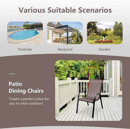 COSTWAY Patio Stackable Dining Chairs Set of 2 - Image 8
