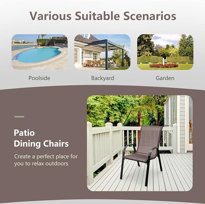 Giantex Patio Chairs Set of 2, Stackable Outdoor Dining Chairs - Image 8