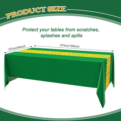 3 Pcs Yellow Brick Runner Tablecloth 54 x 108 Inch Brick Wall Backdrop Green Waterproof Rectangle Disposable Cover, Princess Decorations Party Supplies for Christmas Cosplay Party
