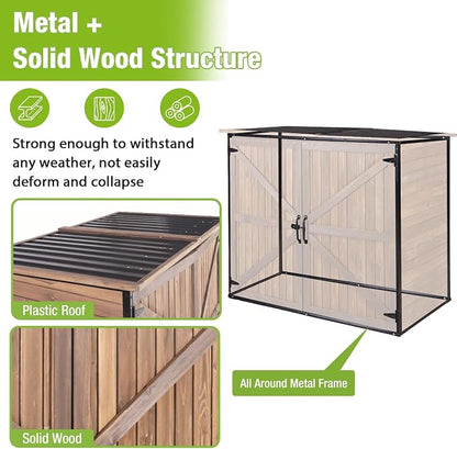 GUTINNEEN Weatherproof Outdoor Trash Can Shed, Outdoor Storage Shed - Image 2