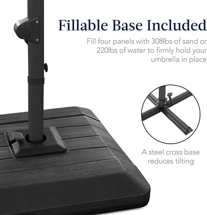 Best Choice Products 9x12ft LED Cantilever Patio Umbrella w/Base Included & - Image 3