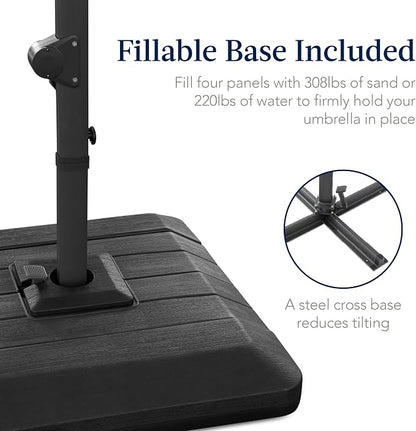 Best Choice Products 9x12ft LED Cantilever Patio Umbrella w/Base Included & - Image 3