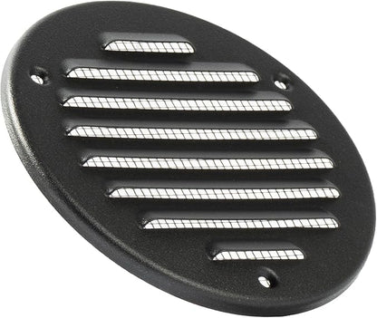 Vent Systems - 4 Inch (Inner) Pack of 10 Black Metal Round Soffit Air Vent Grille Cover, Register air Vent Deflector, Louver - Built-in Mesh - HVAC for Bathroom, Home Office, Kitchen 5 Inch (Outer)