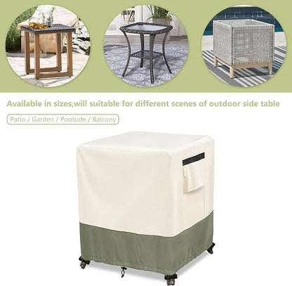 Outdoor Ottoman Cover 32 W x 32 D x 18 H inches,600D Heavy Duty Waterproof Patio Ottoman Cover,Patio End Table Covers