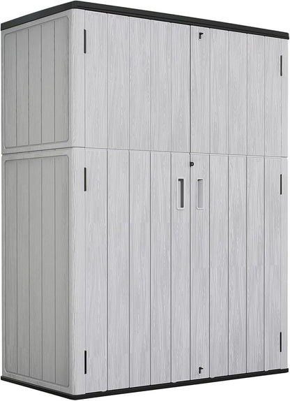 ZZM 57 Cu.ft Outdoor Storage Cabinet with One Tool Kit, Horizontal Storage Shed for Garage, Bike, Garbage Cans, Garden Accessories