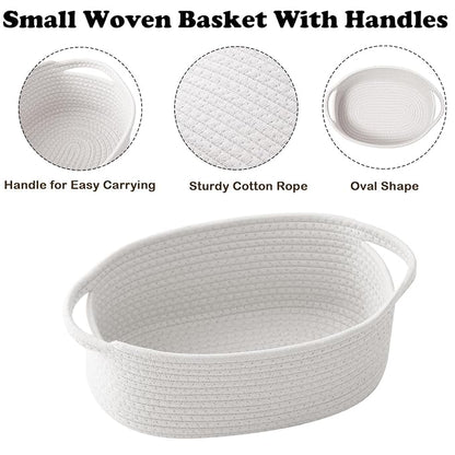 3 Pack Gift Basket with Gift Bag and Ribbons,Small Rope Woven Shelf Storage,Baskets for Gifts Empty,Birthday,Baby Shower,Decorative Organizer Box with Handles(White)