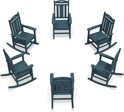Oversized Outdoor Rocking Chairs Set of 6, 380lbs Heavy-Duty Large Patio Rocker by CIOKEA