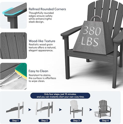 Stackable Adirondack Chairs, Compact All Weather HDPE, All-Weather - Image 6