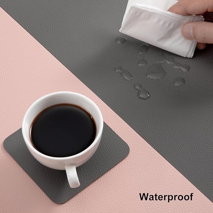 Myir JUN Table Runner Double Sided Vinyl Runner Table 72 Inch Long Runner for Table Washable Waterproof Non-Slip for Home Decorations Gray Pink,12 x 72 inch