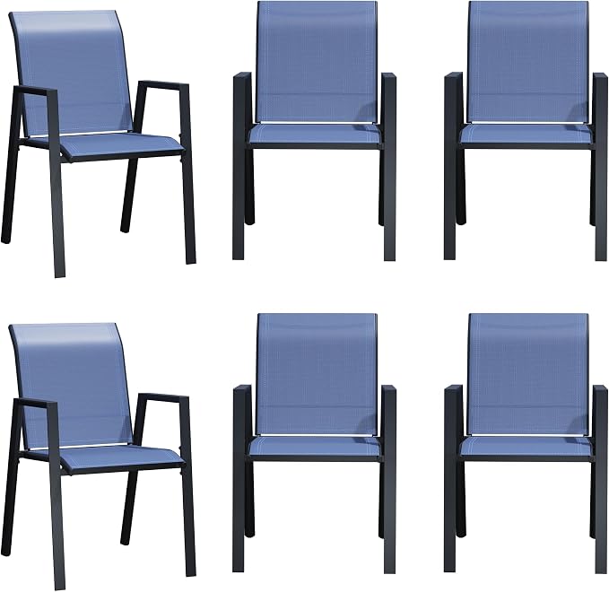 Outdoor Patio Chairs Set of 6, Lightweight Patio Set - Image 7