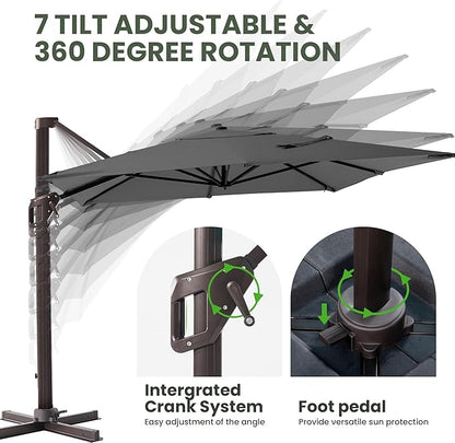 9' X 12' Cantilever Patio Umbrella Rectangular Outdoor Umbrellas | Heavy Duty - Image 4
