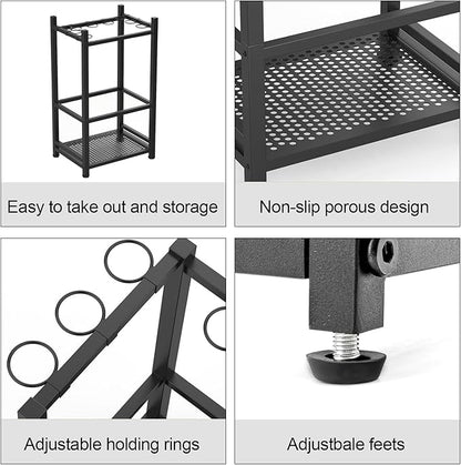 Garden Tool Organizer, Metal Yard Tool Tower Rack for Garage Organization and Storage, Heavy Duty Garden Tool Organizer for Yard, Patio, Shed, Indoors and Outdoors(Black)