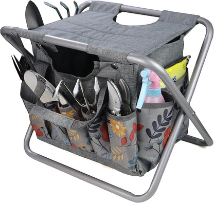 Folding Gardening Stool with Detachable Storage Tote Bag, Gardening Tools Set by MDSTOP