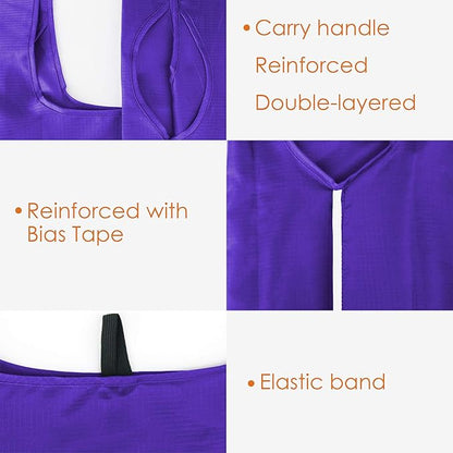 BeeGreen Purple Reusable Grocery Bags Wholesale Purple Reusable Kitchen Bags Bulk Foldable-Machine Washable with Zipper Storage Pouch 10 Packs