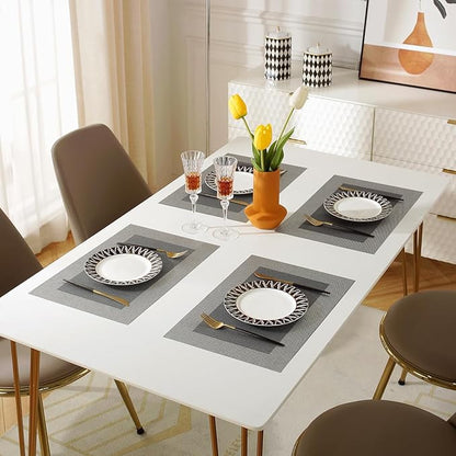 Vinyl Placemats Heat-Resistant Table Mats Washable Easy Clean Plastic Placemats for Dining Table Set of 4(Dark Silver)