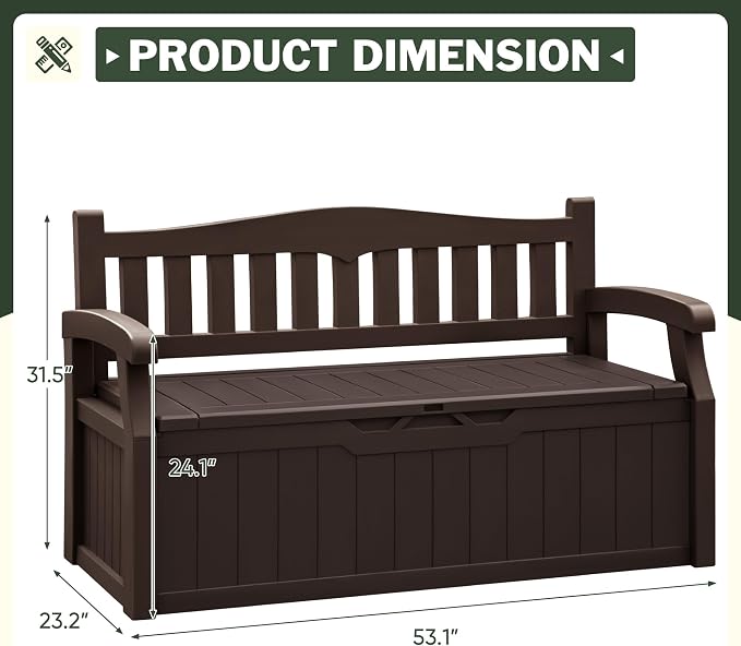 Flamaker 80 Gallon Storage Bench, Deck Box - Image 3