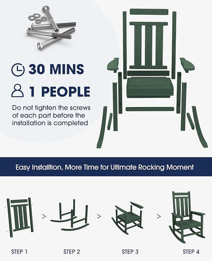 Oversized Outdoor Rocking Chair, HDPE Patio Rockers - Image 8