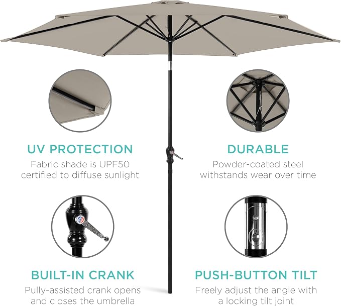 Best Choice Products 10ft Outdoor Patio Umbrella, Outdoor Table Umbrella - Image 5
