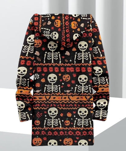 Men's Hooded Sweater Coat Knit Fleece Lined Long Cardigan Jacket with Zip Front Pocket Vintage Casual Zip Up