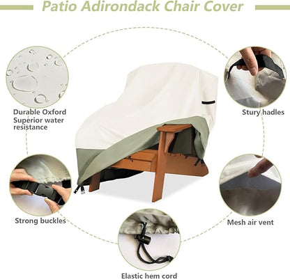 Patio Adirondack Chair Cover 30 W x 34 D x 36 H inches,600D Heavy Duty Waterproof Outdoor Chair Covers,Patio Furniture Covers for Adirondack Chair,Beige