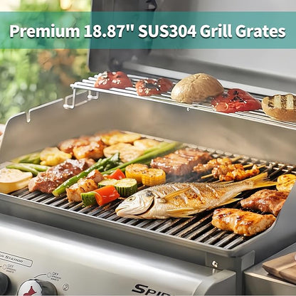 9MM 304 Stainless Steel Spirit Grill Grates for Weber Spirit E-210 E-220 S-210 S-220 Gas Grills with Front-Mounted Control 7637 Grill Replacement Parts for Weber Spirit I & II 200 Series
