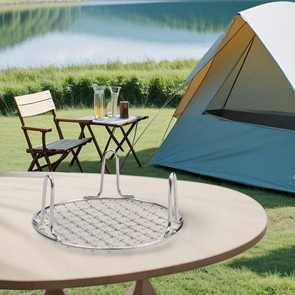 Stainless Steel BBQ Grill Grid with Legs, Round Grid Cooking Net, Even Heating for Outdoor Camping and Home Barbecue(15cm)