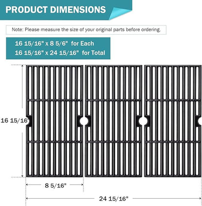 Criditpid Grill Replacement Parts for Charbroil 463340516 463370519 463370516 463278418, Cast Iron Grill Grates, Burners, Igniter, Heat Plates, Crossover Tubes Kit for Charbroil Gas2coal 463336818.
