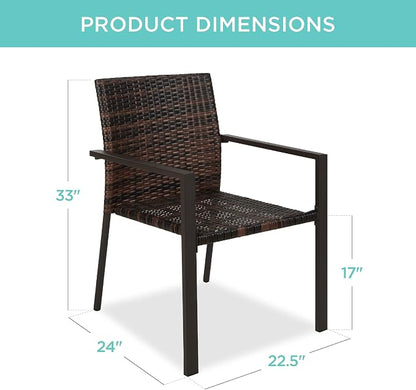 Best Choice Products Set of 2 Stackable Outdoor Wicker Dining Chairs - Image 3