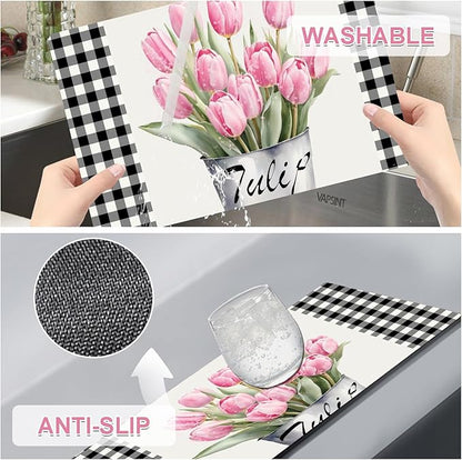 Placemats Set of 4 - Faux Leather Heat Resistant Placemats for Dinner Table, Non-Slip Waterproof Oil-Proof Washable Reusable Placemat for Indoor Outdoor Kitchen Decor, 15.75In*11.81In