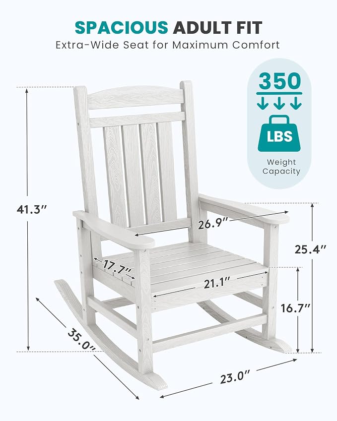 SERWALL Outdoor Rocking Chair Set of 2, Patio Rocking Chair, Porch Rocker - Image 3