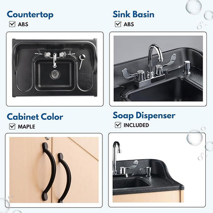 Ozark River Portable Sinks Premier Maple, Maple Laminate-ABS Sink, Mobile Self Contained Sink, Mobile Hand Washing Station, Portable Sink with Hot Water, Portable Sink Hand Wash Station, 110V