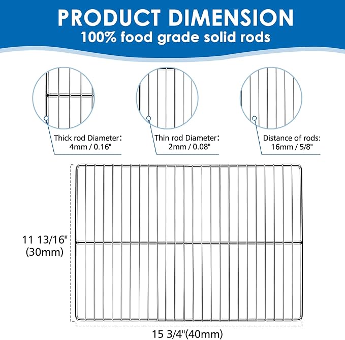 KEESHA BBQ Grill Mesh Metal Stainless Steel Barbecue Grill Grates Replacement - Barbecue Grilling Grid Wire Mesh, Multifunction Cooking Net for Outdoor Grill 2 Pack (15 3/4''*11 13/16'')