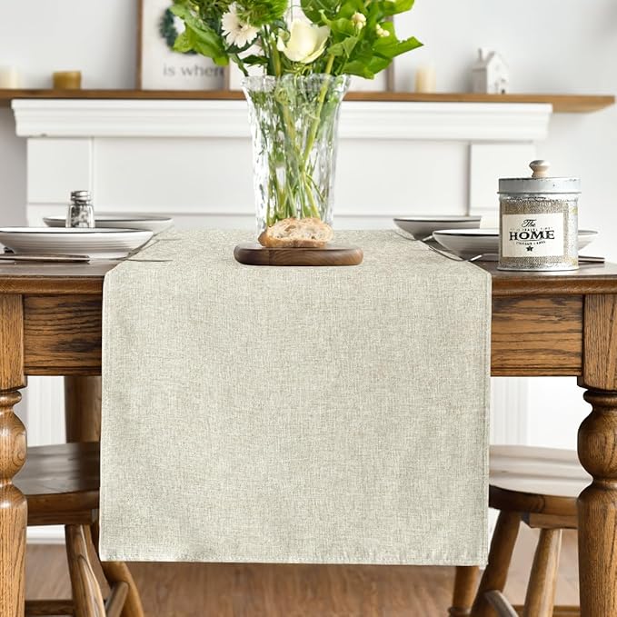 Artoid Mode Beige Table Runner, Seasonal Summer Fall Washable Kitchen Dining Table Decoration for Home Party Decor 13x36 Inch