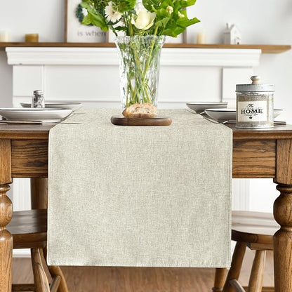 Artoid Mode Beige Table Runner, Seasonal Summer Fall Washable Kitchen Dining Table Decoration for Home Party Decor 13x108 Inch